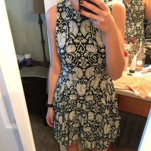 Green printed skater dress